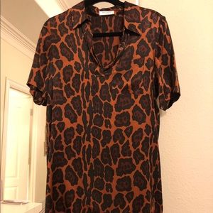Equipment animal print silk dress